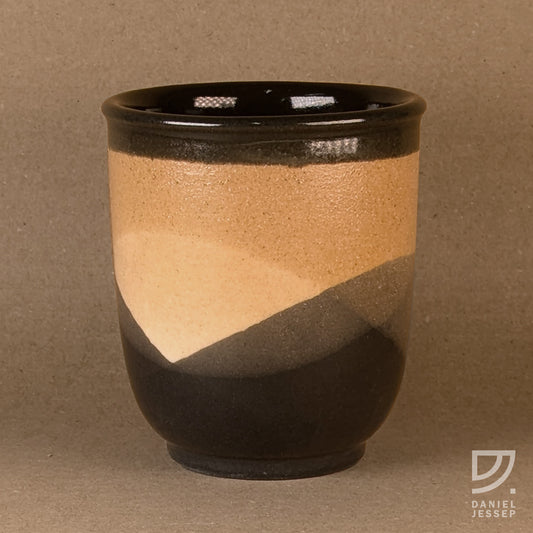 Coffee Cup - Black & Buff Curve