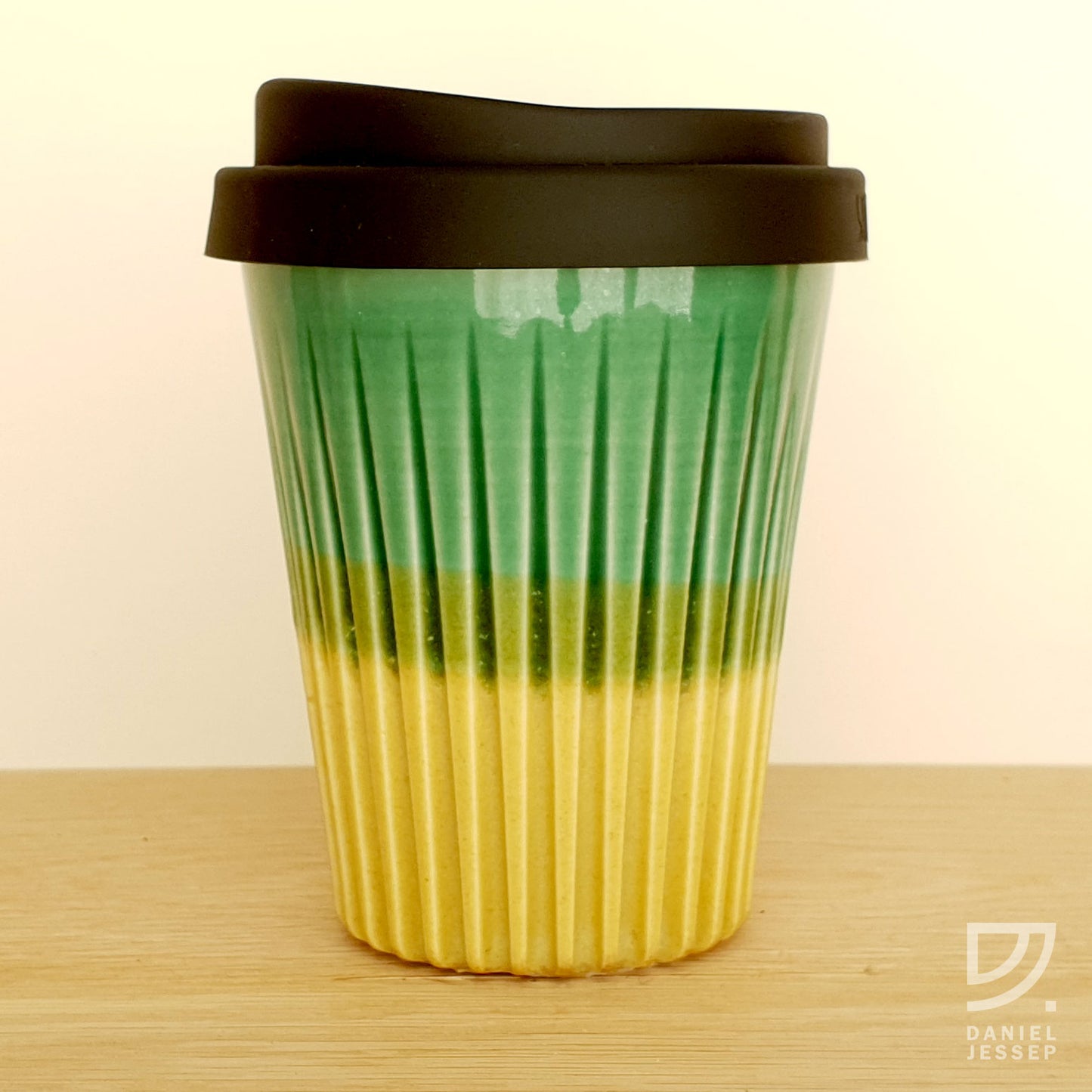 Coffee Cup - Jade & Gold Fluted