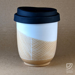 Coffee Cup - Buff Carved Angled Curve