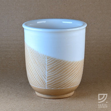 Coffee Cup - Buff Carved Angled Curve