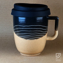 Load image into Gallery viewer, Coffee Mug - Black &amp; Buff Carved