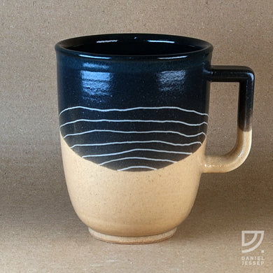 Coffee Mug - Black & Buff Carved