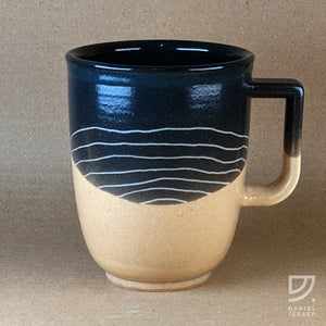 Coffee Mug - Black & Buff Carved