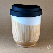 Load image into Gallery viewer, Coffee Cup - Buff Carved Vertical Curve