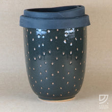 Load image into Gallery viewer, Coffee Cup - Black &amp; Buff Dotted Curve