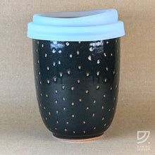 Load image into Gallery viewer, Coffee Cup - Black &amp; Buff Dotted Curve