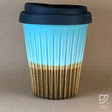 Load image into Gallery viewer, Coffee Cup - Jade &amp; Copper Fluted