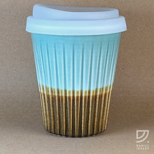 Load image into Gallery viewer, Coffee Cup - Jade &amp; Copper Fluted