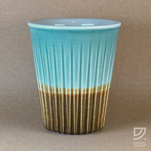 Load image into Gallery viewer, Coffee Cup - Jade &amp; Copper Fluted