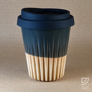 Coffee Cup - Black & Buff Fluted