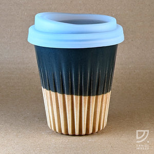 Coffee Cup - Black & Buff Fluted