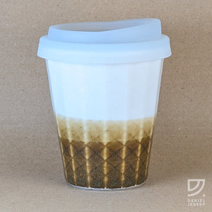 Coffee Cup - White & Copper Weave