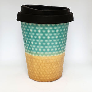 Coffee Cup - Turquoise & Gold Dimple