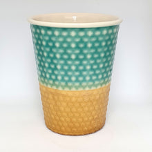 Load image into Gallery viewer, Coffee Cup - Turquoise &amp; Gold Dimple