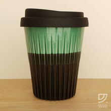 Load image into Gallery viewer, Coffee Cup - Jade &amp; Black Fluted