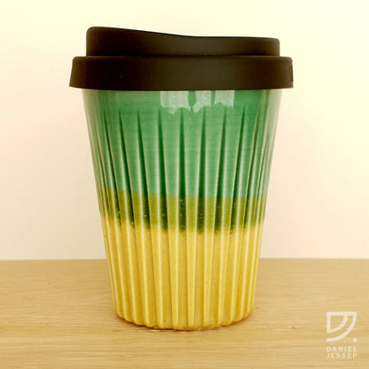 Coffee Cup - Jade & Gold Fluted