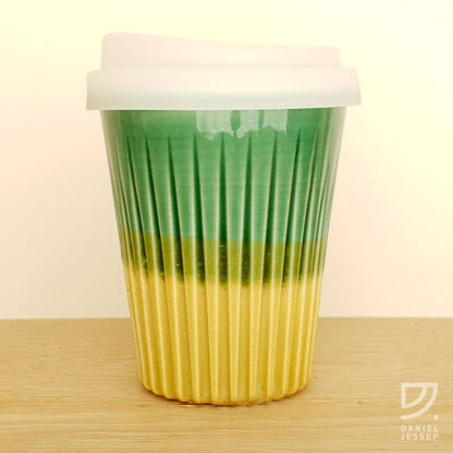 Coffee Cup - Jade & Gold Fluted