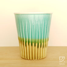 Load image into Gallery viewer, Coffee Cup - Turquoise &amp; Gold Fluted