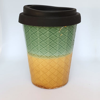 Coffee Cup - Jade & Gold Weave