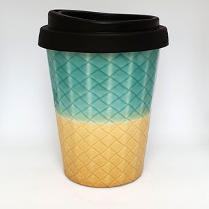 Coffee Cup - Turquoise & Gold Weave